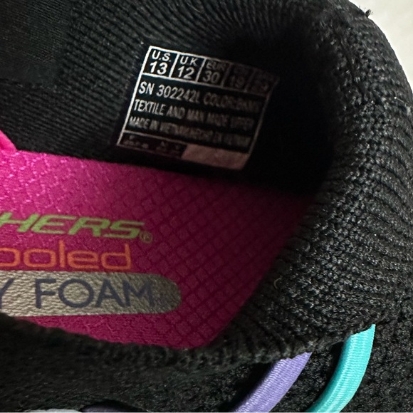 Skechers Kids Sneakers with Black Mesh and Rainbow Bands‎ - Picture 7 of 8